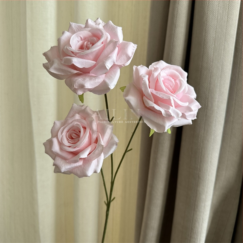 Изкуствени рози от коприна, триглави, без листа, за сватбено и домашно оформление