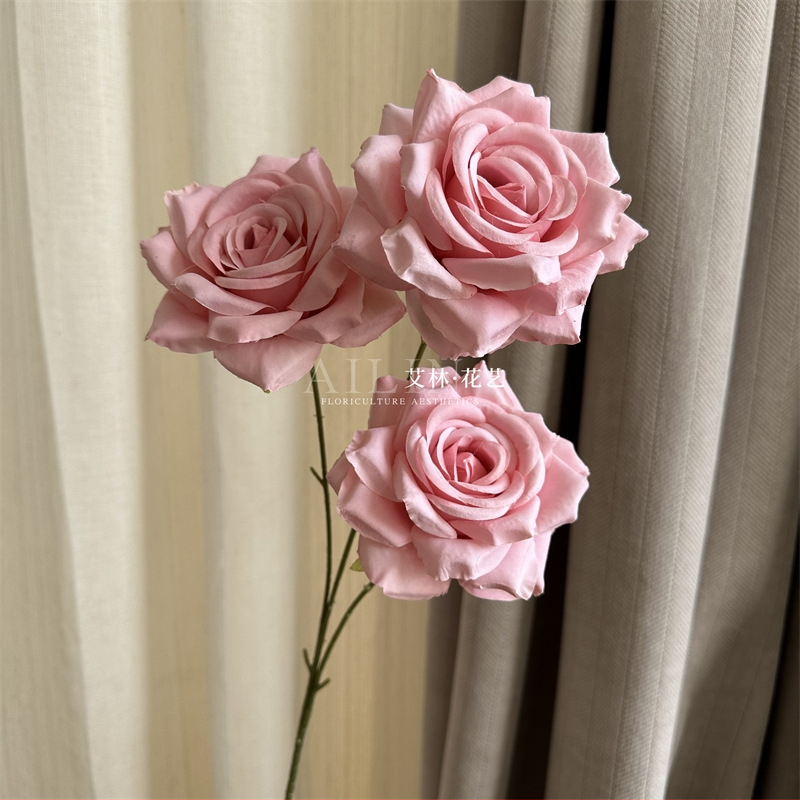 Изкуствени рози от коприна, триглави, без листа, за сватбено и домашно оформление