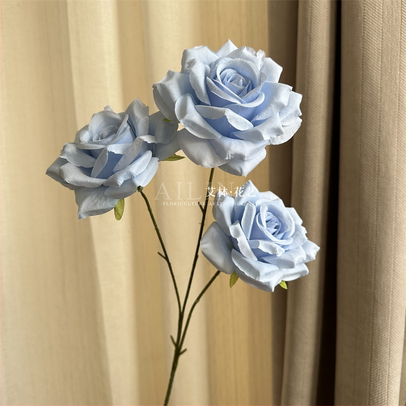 Изкуствени рози от коприна, триглави, без листа, за сватбено и домашно оформление