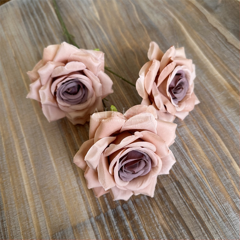 Изкуствени рози от коприна, триглави, без листа, за сватбено и домашно оформление