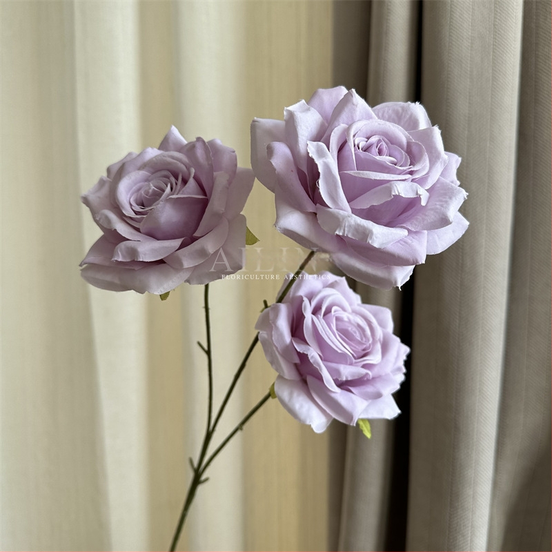 Изкуствени рози от коприна, триглави, без листа, за сватбено и домашно оформление