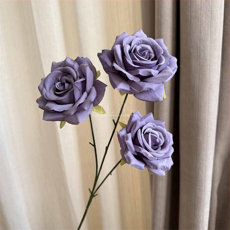 Изкуствени рози от коприна, триглави, без листа, за сватбено и домашно оформление