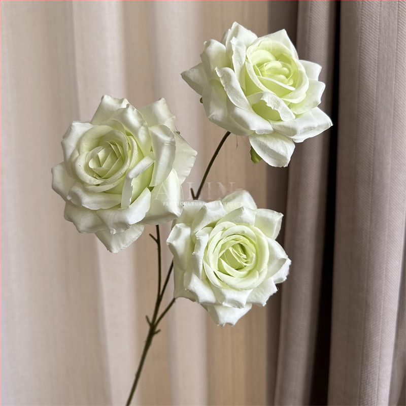 Изкуствени рози от коприна, триглави, без листа, за сватбено и домашно оформление
