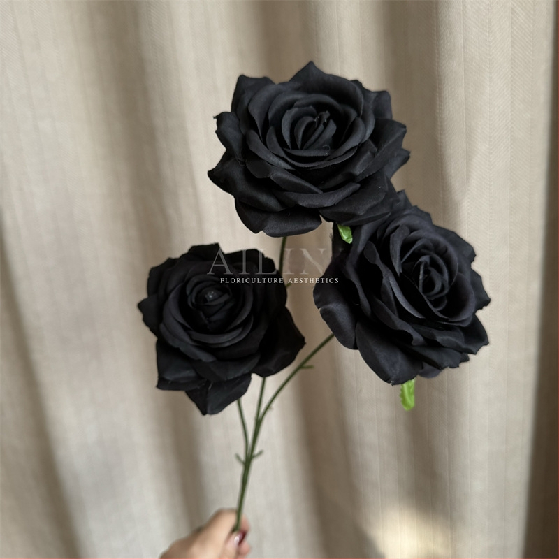 Изкуствени рози от коприна, триглави, без листа, за сватбено и домашно оформление