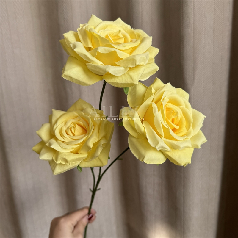 Изкуствени рози от коприна, триглави, без листа, за сватбено и домашно оформление