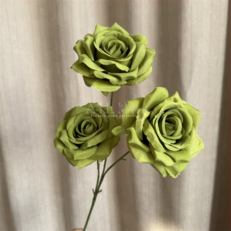 Изкуствени рози от коприна, триглави, без листа, за сватбено и домашно оформление