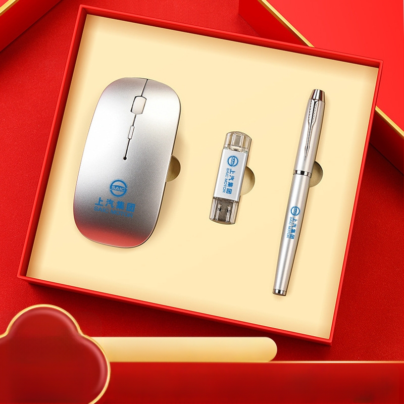 Set premium tastatură și mouse pentru cadouri corporative, construcție metalică, personalizare logo, ambalat într-o cutie cadou personalizată