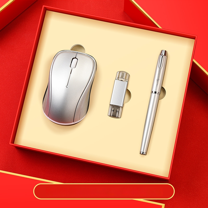 Set premium tastatură și mouse pentru cadouri corporative, construcție metalică, personalizare logo, ambalat într-o cutie cadou personalizată