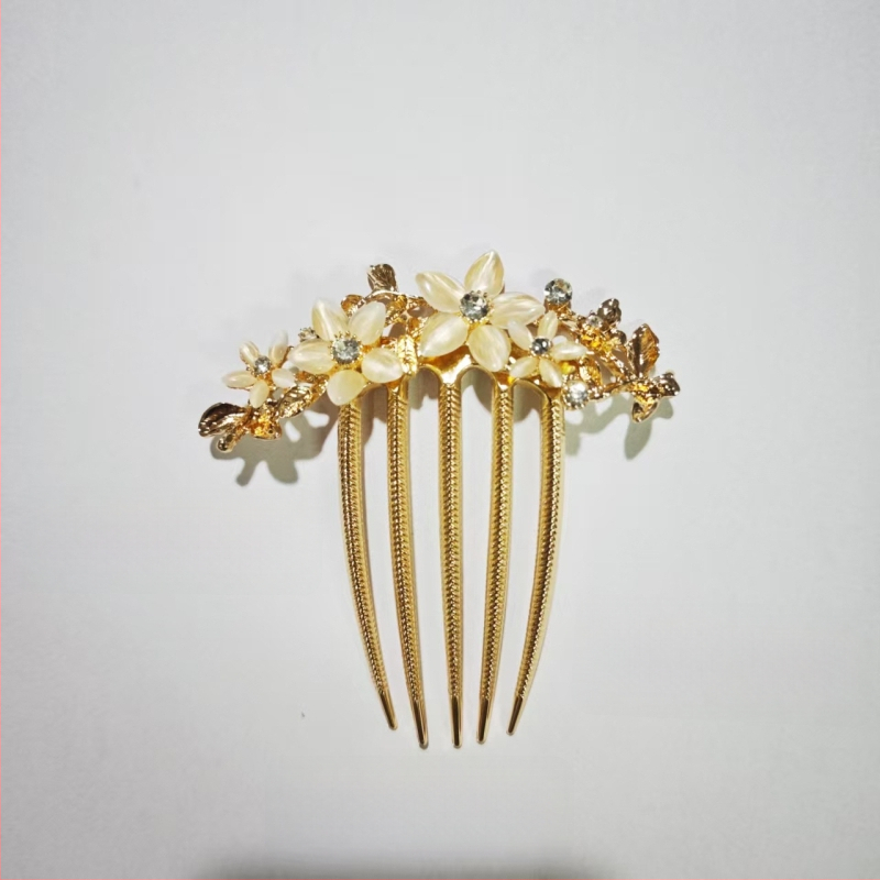 Plaukų šukos, retro metalinis dizainas, moteriškas gėlių motyvas, rankų darbas