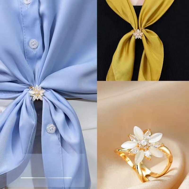 Bakrena kopča za šalu s motivom mačjeg oka i cvijeta, geometrijski dizajn, cirkon ugrađen, elektroplatiranje