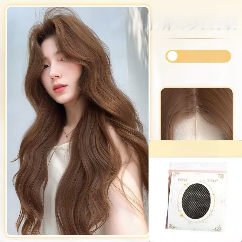 Sieviešu parūka – pilna galvas aizsega, garas viļņotas matas, proteīna zīda materiāls, dabisks stils, var nēsāt taisni vai ar priekšējiem matiem