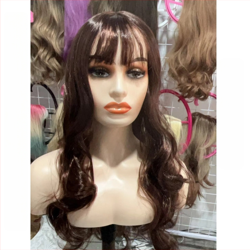 Sievietes garā lokve parūka ar garām priekšējām frizēm, Model MG-SBW003-JHS-4, Matu materiāls: Augstas temperatūras zīds, Apstrāde: Mehāniskais ražošanas process