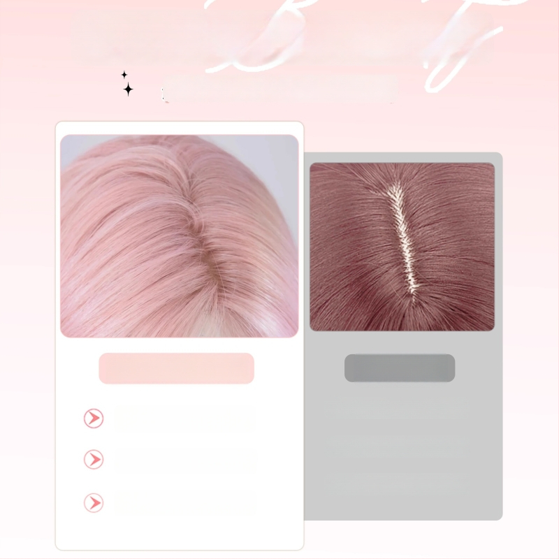 Garā viļņaina parūka sievietēm ar lieliem viļņiem, augstas temperatūras šķiedras, ražošanas mehānisms, bangs ar vidēju daļu, dabisks un dzīvs izskats