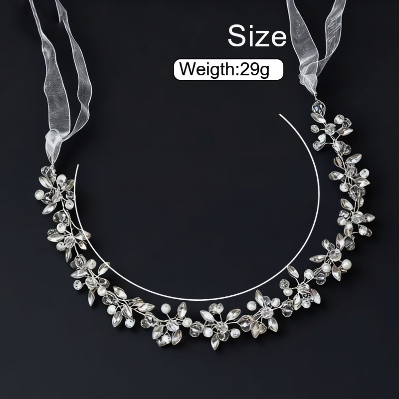 Nuotakos plaukų juosta iš vielos, lapų formos marquise kristalai, miško stilius, galimas pritaikymas