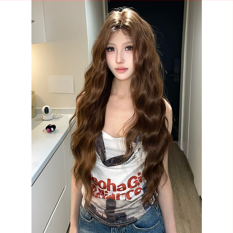 Garā viļņota parūka ar priekšējo mežģīni, modelis L150, daļēji roku darīta, augstas temperatūras izturīgas šķiedras, mūsdienīgs minimālisma stils.