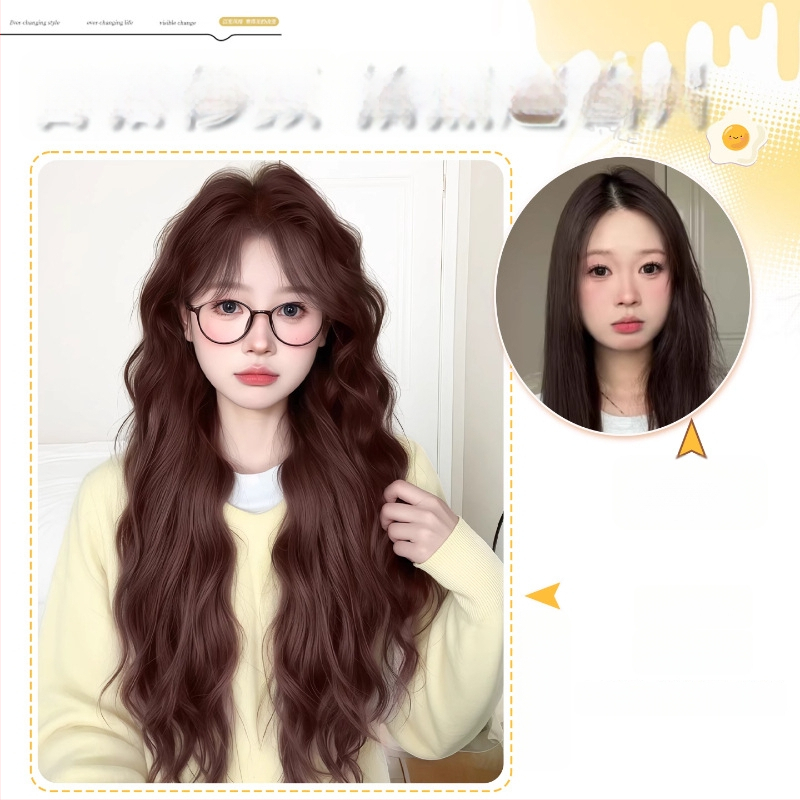 Parūka Kenny wig; augstāk temperatūras sintētiskā šķiedra; garas cirtas ar slīpiem bangs; ūdens viļņu tekstūra