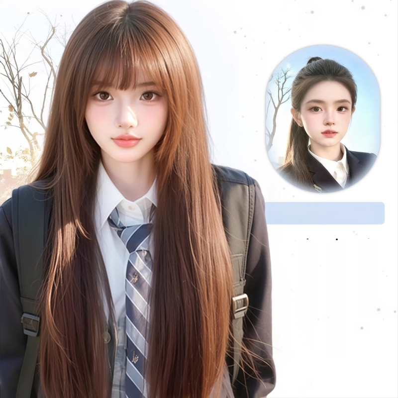 Perika, ravna kosa od proteinske svile, mehanička obrada, univerzalna veličina, nema bojanja ili trajne