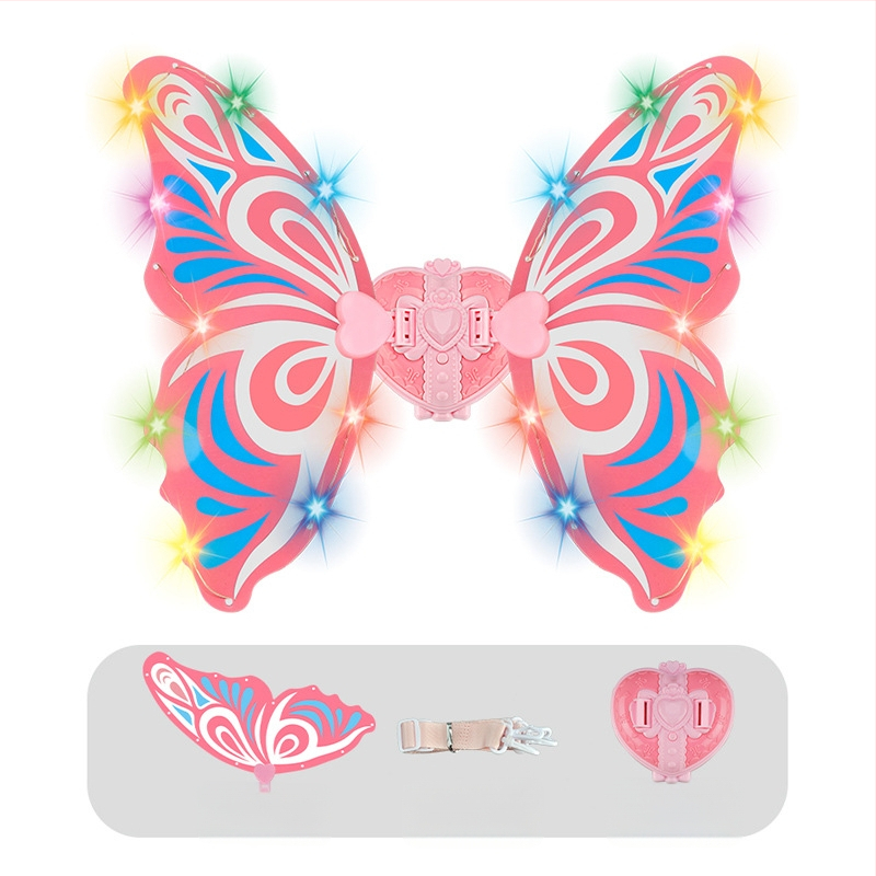 Детски светещи пеперудени крилца – унисекс, с звук и светлина, пластмасова конструкция, за деца 4–6 години, реквизит за сценични изпълнения