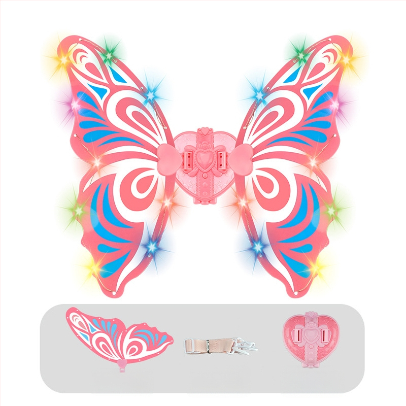 Детски светещи пеперудени крилца – унисекс, с звук и светлина, пластмасова конструкция, за деца 4–6 години, реквизит за сценични изпълнения