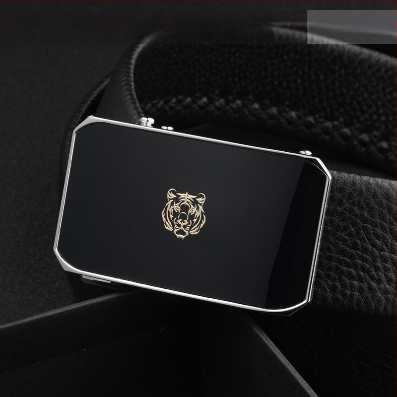 Мъжки кожен колан с автоматична закопчалка, първокласна телешка кожа, катарама от сплав, ширина 2-4 см