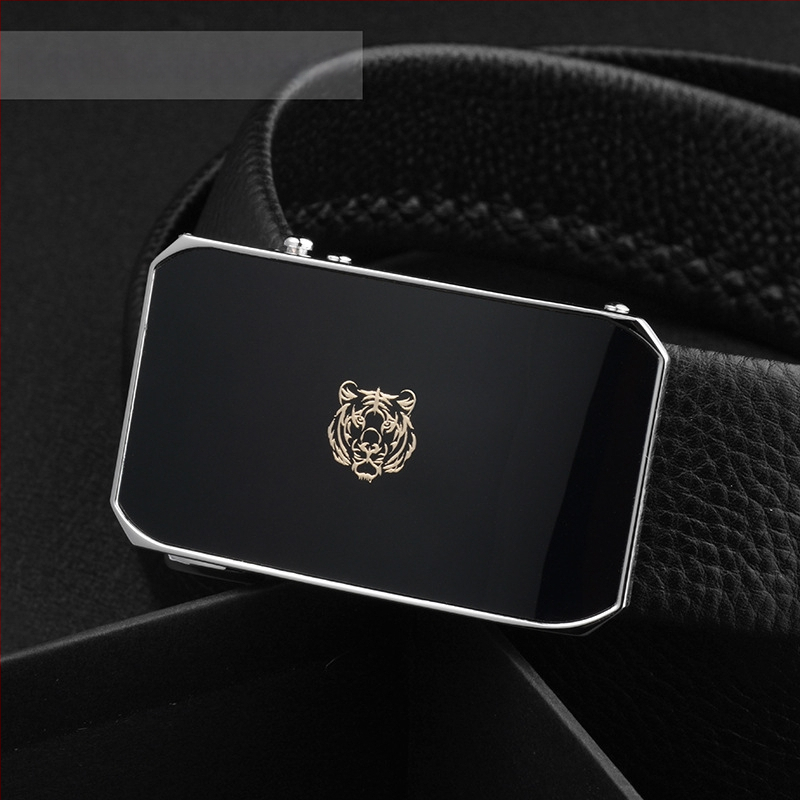 Мъжки кожен колан с автоматична закопчалка, първокласна телешка кожа, катарама от сплав, ширина 2-4 см