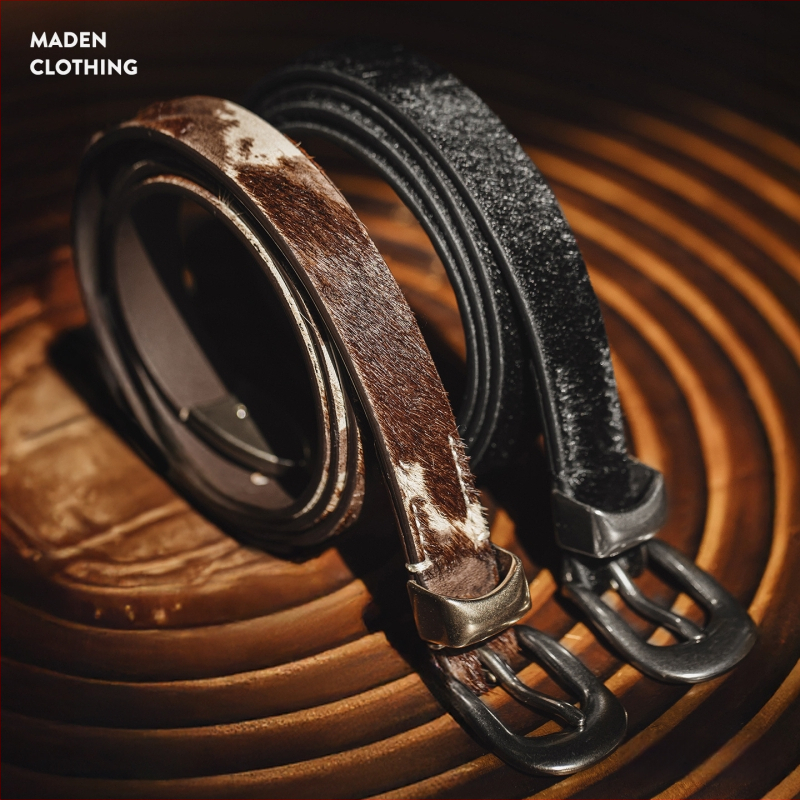 Женски колан от говедска кожа, катарама с щифт от сплав, тънък дизайн, технология за обработка 10010