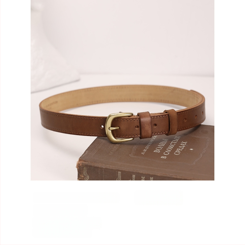 Кожен колан от първокласна телешка кожа, медна катарама с иглово закопчаване, ръчна изработка, ширина 2–4 см, стил: универсален и елегантен