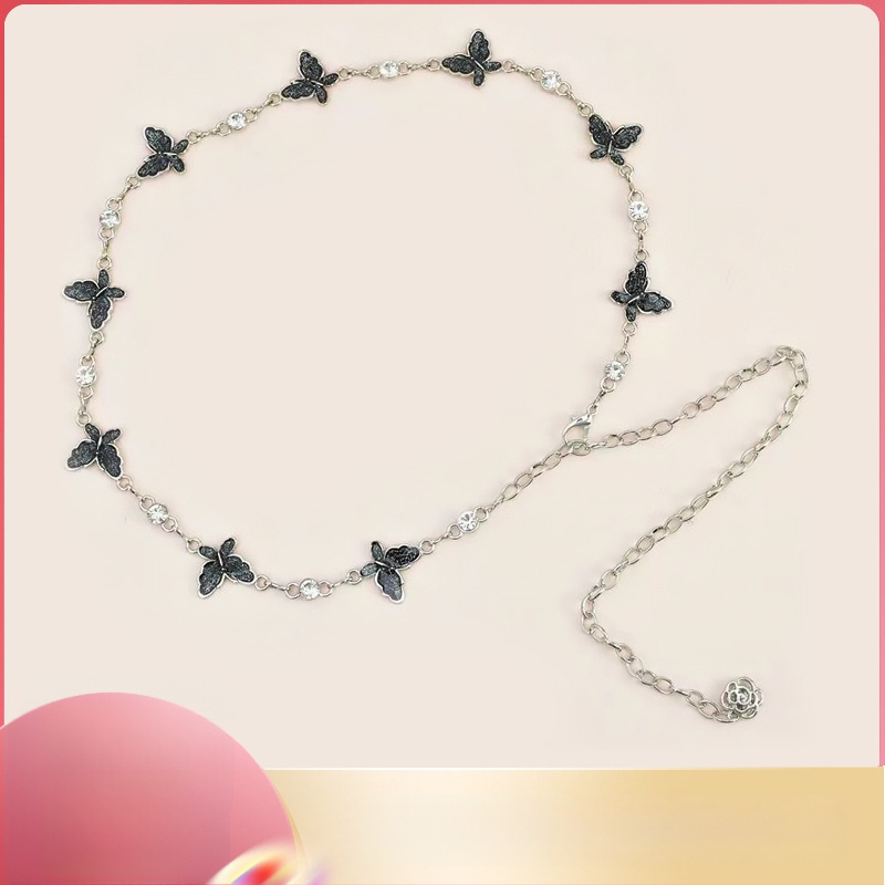 Пеперудена талийна верижка - метално украшение за рокля и риза, универсален стил, дължина 105 см