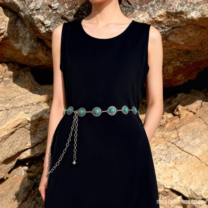 Метален колан за талия за жени – етно стил, геометрична резба, марка Gui Wanglong