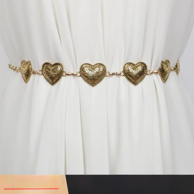 Дамска метална талийна верижка, корейски стил, с една коланова връзка