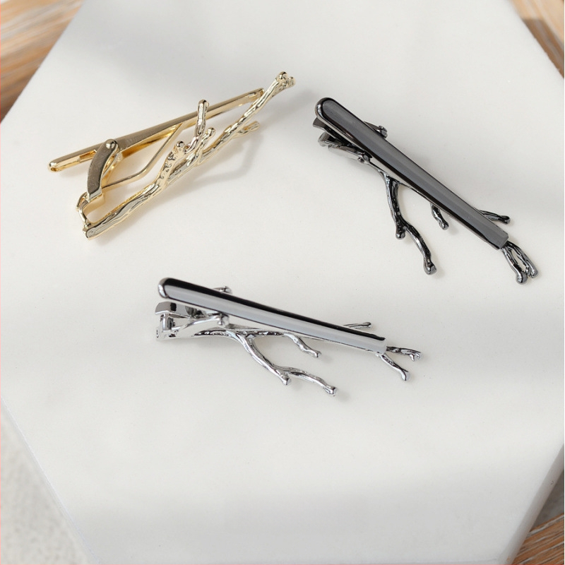 Kaklaraiščio segtukas su 3D šakelės dizainu, geometrinė forma, elektroplatinuotas lydinys, universalus, atskirai pakjau