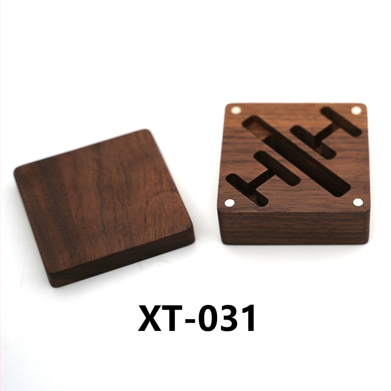 Копчета за ръкавели – дървени, геометричен дизайн, естествен унисекс стил, електроплакирани, кристал