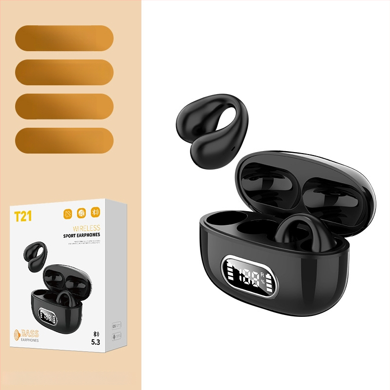 Ušne slušalice s klipom, bežične s digitalnim zaslonom – Bluetooth 5.3, domet 10 m, stereo binauralni, dizajn s klipom, kutija za punjenje
