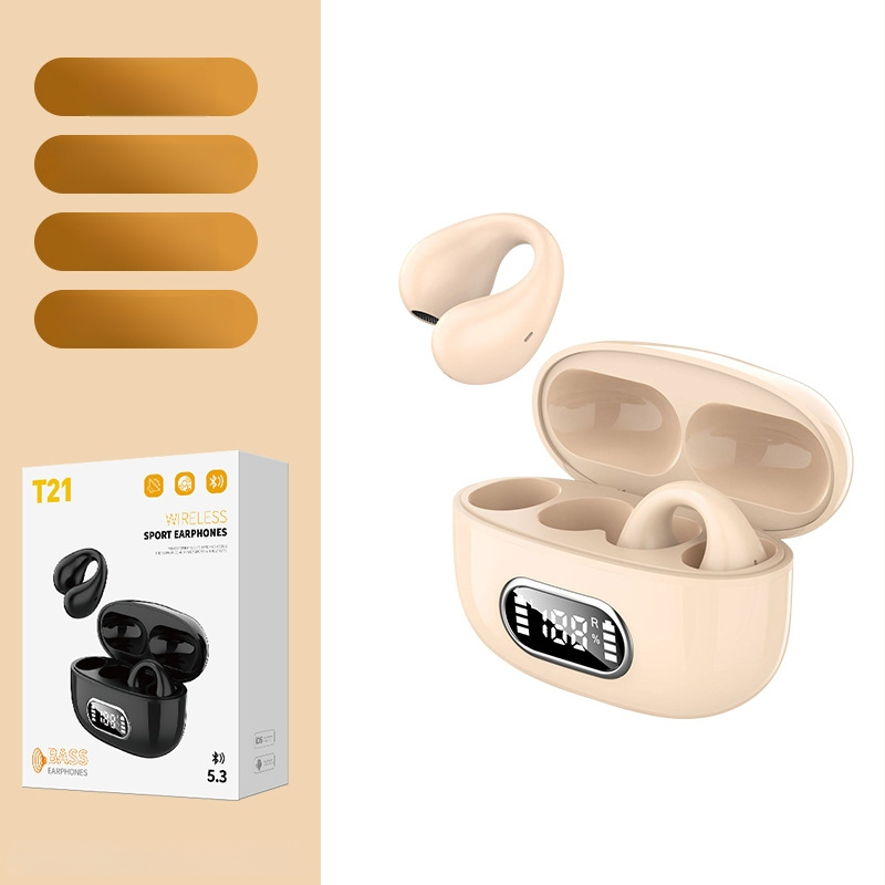 Ušne slušalice s klipom, bežične s digitalnim zaslonom – Bluetooth 5.3, domet 10 m, stereo binauralni, dizajn s klipom, kutija za punjenje