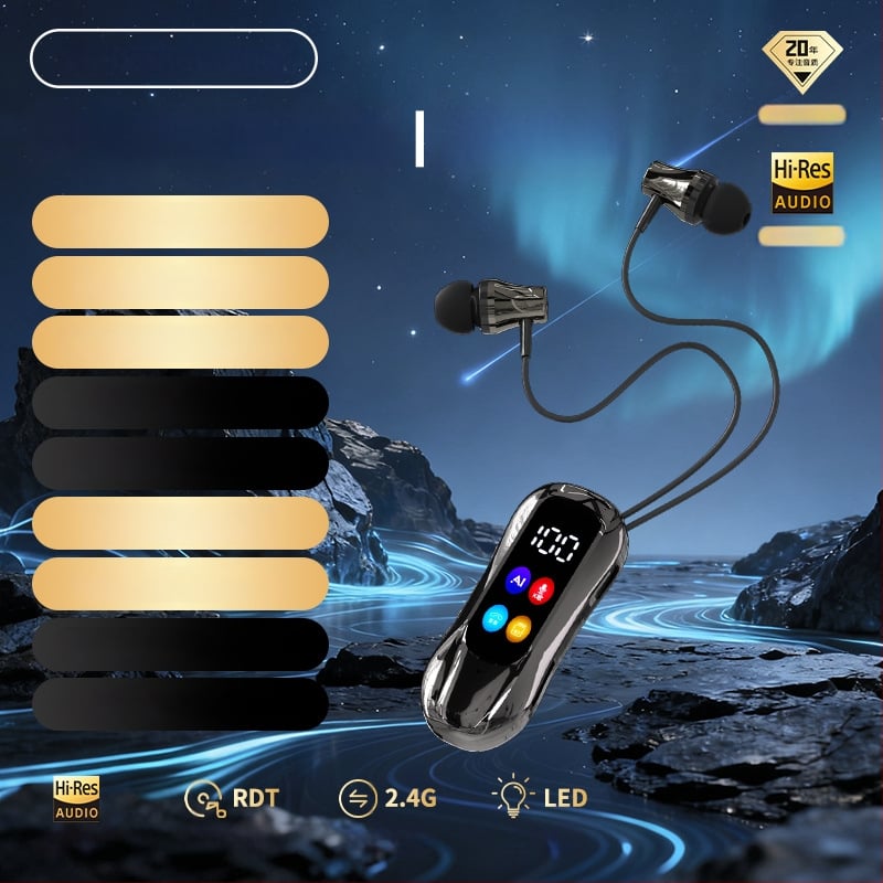 Karaoke Lavalier Bluetooth in-ear slušalice s klipom za uho – Bluetooth 6.0, dvostrano povezivanje, podrška memorijske kartice, reverberacija i redukcija šuma