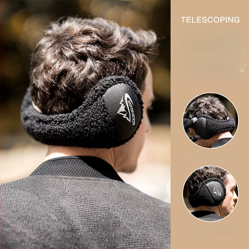 Vyriški ausų šildytuvai, užpakalinio dėvėjimo stilius, fleece apdaila, vėjo atsparūs, sulankstomi, šilti