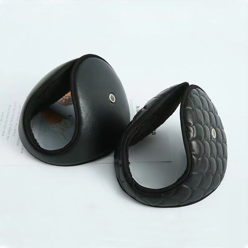 Odiniai ausų šildytuvai vyrams – nugarinis uždėjimas, žieminė šiluma, vienos spalvos raštas, tinkama dviračiu važiavimui