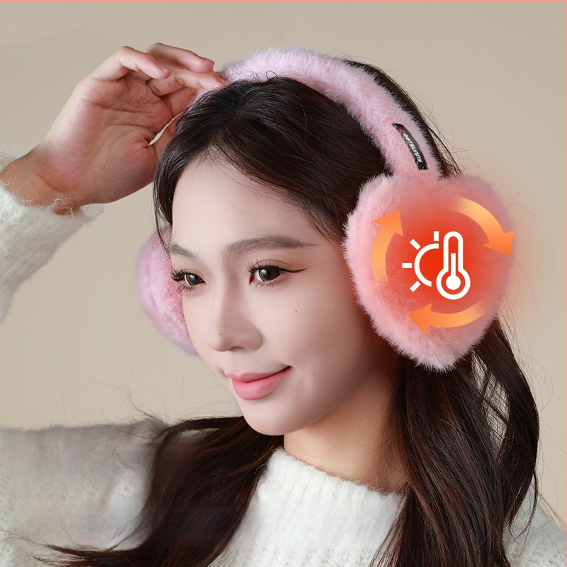 Moteriški pliušiniai ausų šildytuvai, sulankstomi, šilti, širdies formos, dirbtinė kailė