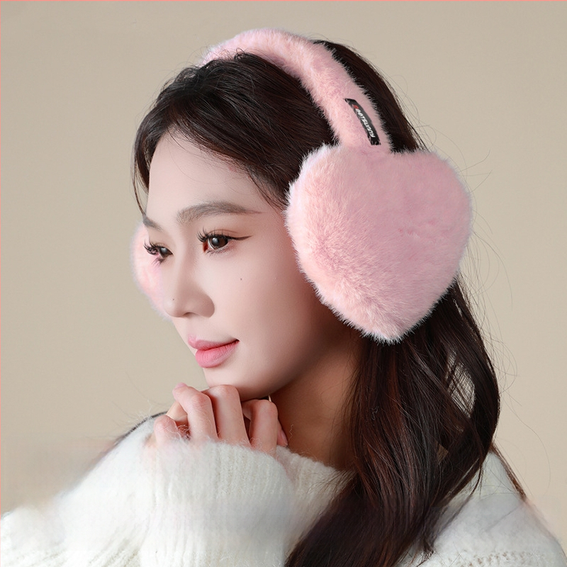 Moteriški pliušiniai ausų šildytuvai, sulankstomi, šilti, širdies formos, dirbtinė kailė