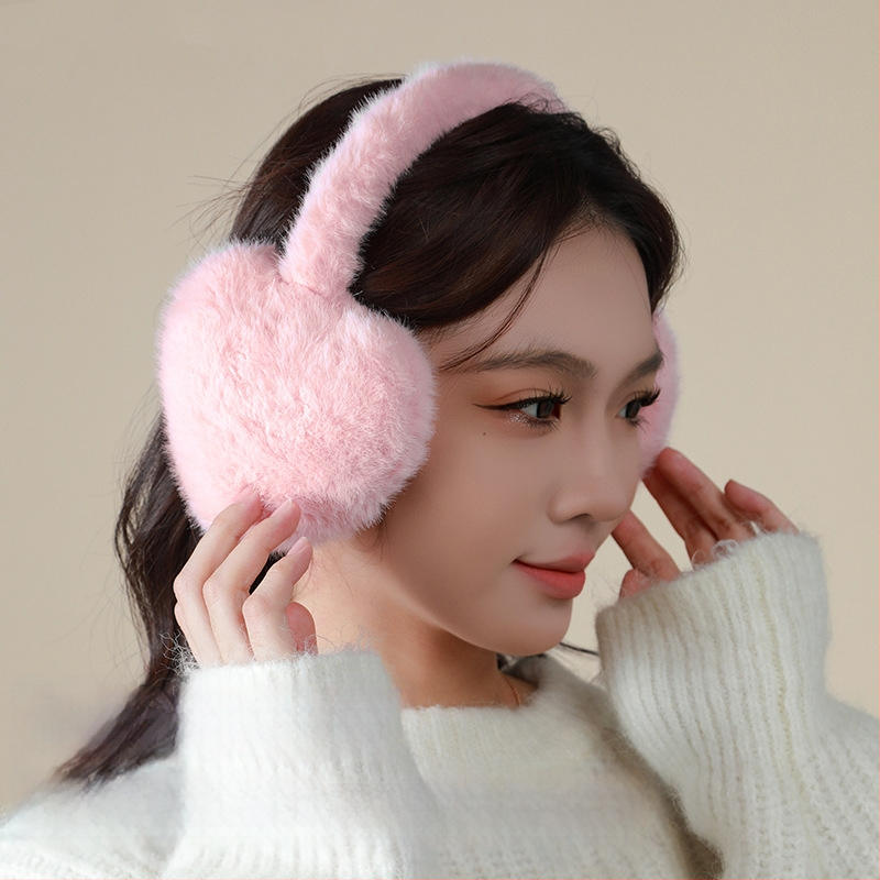 Moteriški pliušiniai ausų šildytuvai, sulankstomi, šilti, širdies formos, dirbtinė kailė