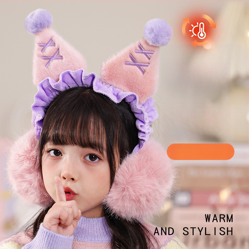 Vaikų ausų šildytuvai žiemai, unisex, su fliso įdėklu, mielas animacinis dizainas