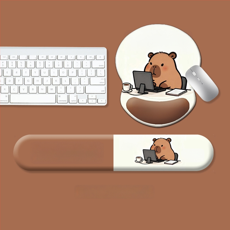 Klaviatūros kilimėlis + pelės riešo pagalvėlė, silikonas, stilius: riešo atrama klaviatūrai ir pelės riešo pagalvėlė, neslystanti ir atspari dėvėjimuisi, biurui