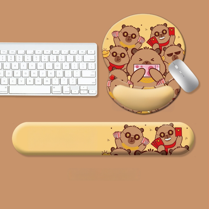 Klaviatūros kilimėlis + pelės riešo pagalvėlė, silikonas, stilius: riešo atrama klaviatūrai ir pelės riešo pagalvėlė, neslystanti ir atspari dėvėjimuisi, biurui