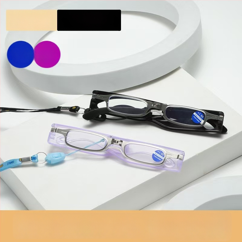 Skaitymo akiniai, sulankstomi aplink kaklą, mėlynos šviesos apsauga, pilnas rėmas, metaliniai rėmai