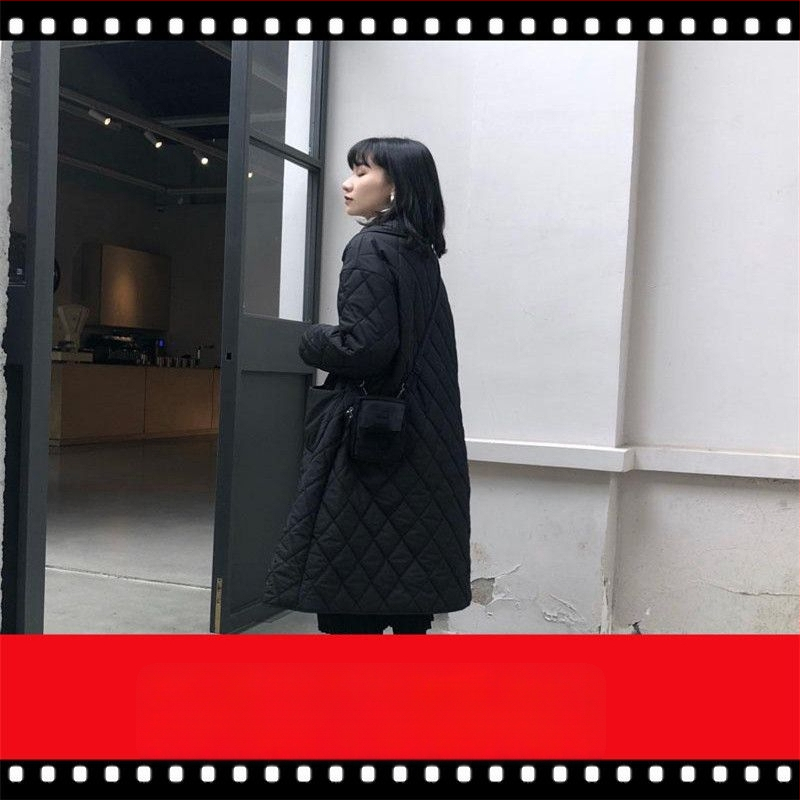 Ženska jakna s poliesterskim punjenjem, srednja duljina, korejski stil, ležerna silueta, rombo prešivanje, za jesen i zimu