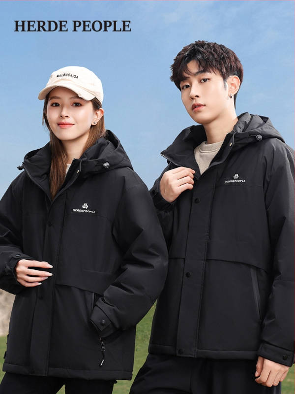 Geacă de iarnă unisex cu glugă din bumbac – impermeabilă, respirabilă, menține căldura, țesătură poliester