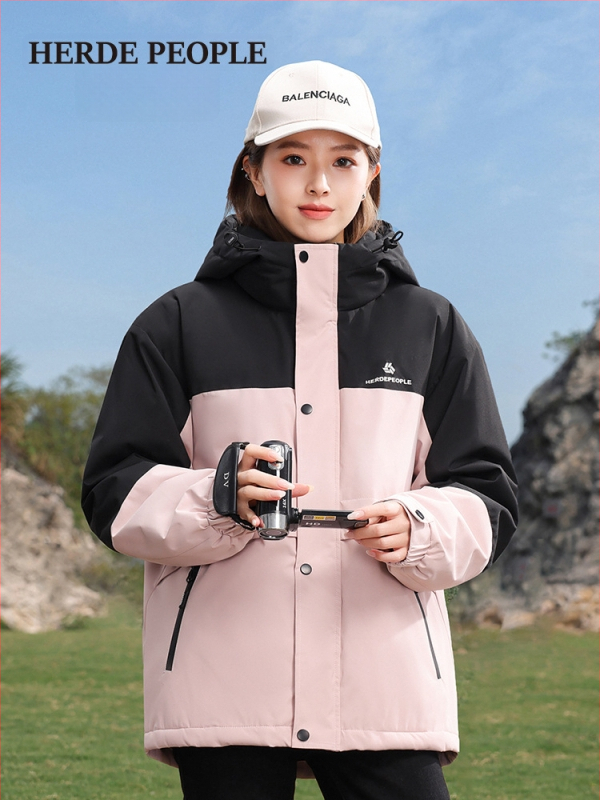 Geacă de iarnă unisex cu glugă din bumbac – impermeabilă, respirabilă, menține căldura, țesătură poliester