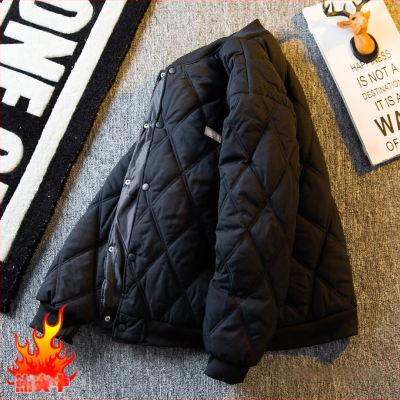 Geacă bărbătească din bumbac, model carouri, croială lejeră, fermoar, umplutură din bumbac
