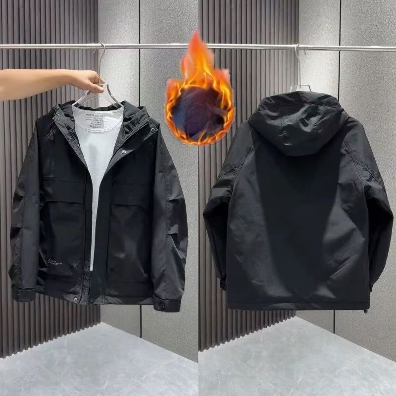 Geacă căptușită din bumbac, stil coreean, cu glugă și fermoar, rezistentă la vânt