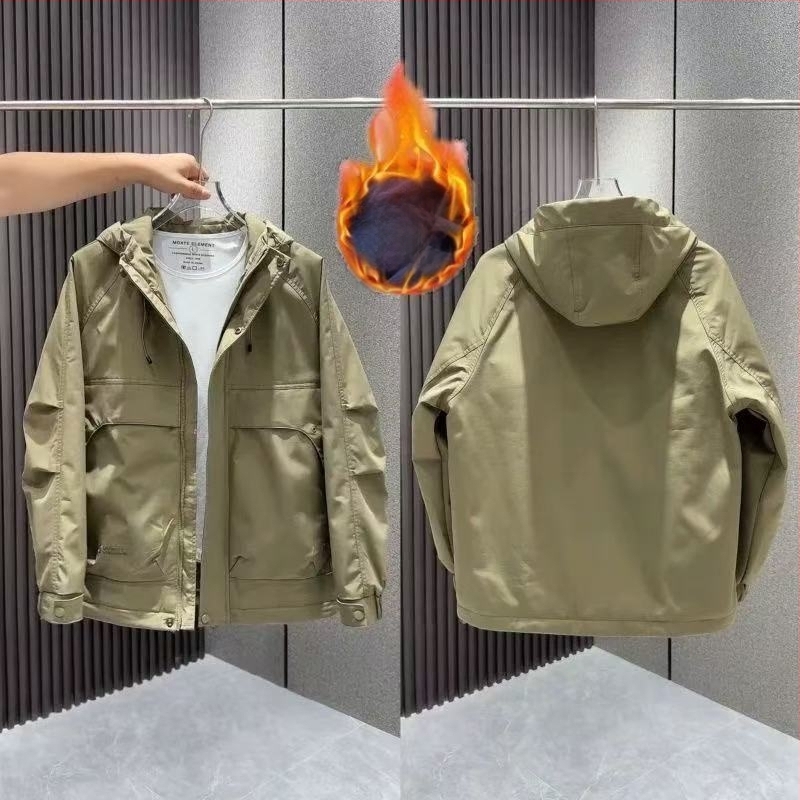 Geacă căptușită din bumbac, stil coreean, cu glugă și fermoar, rezistentă la vânt